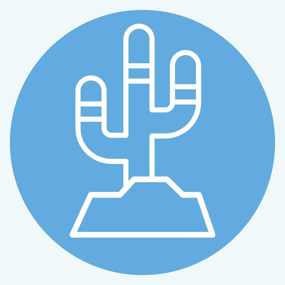 icono cactus. relacionado a americano indígena símbolo. azul ojos estilo. sencillo diseño editable. sencillo ilustración vector