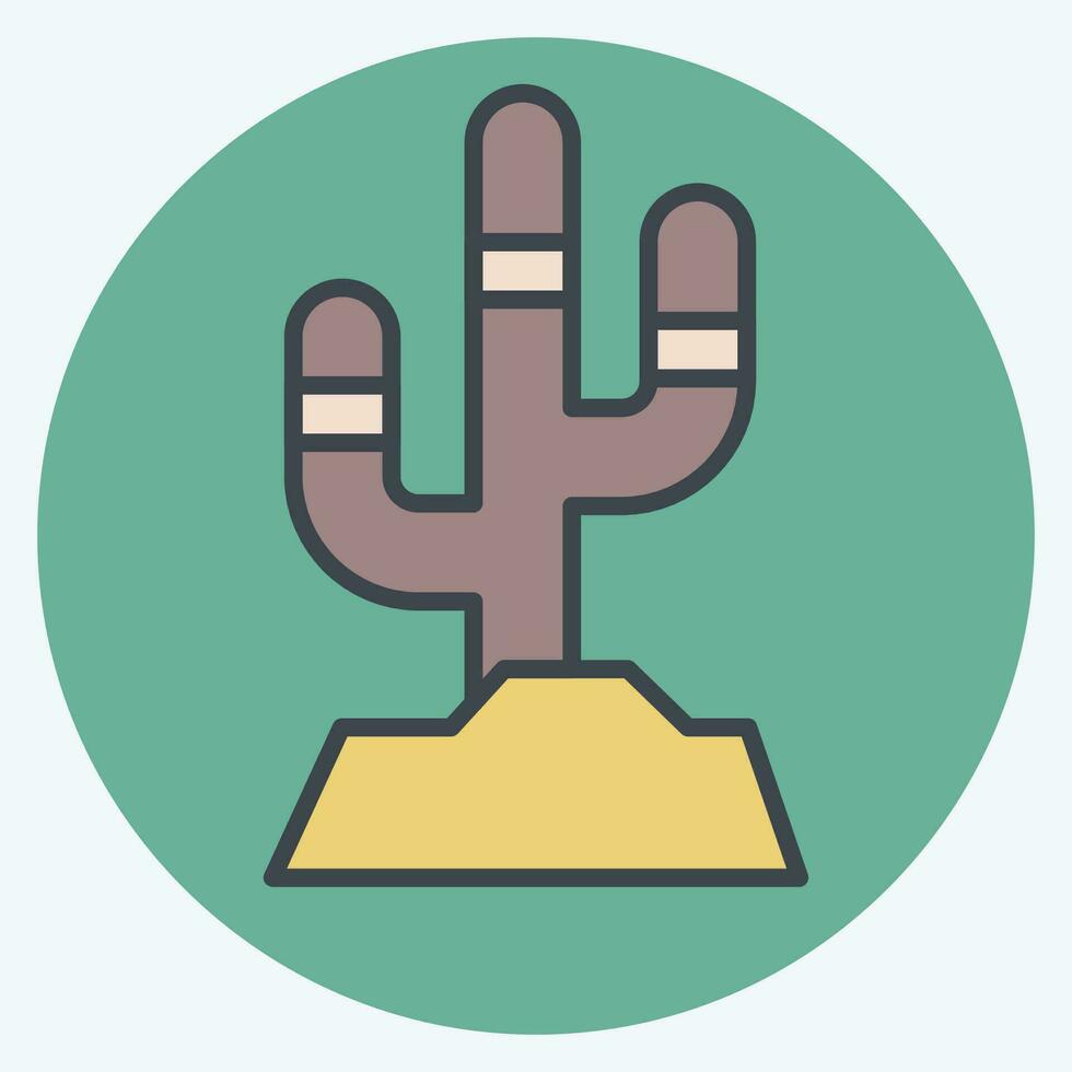 Icon Cactus. related to American Indigenous symbol. color mate style. simple design editable. simple illustration vector