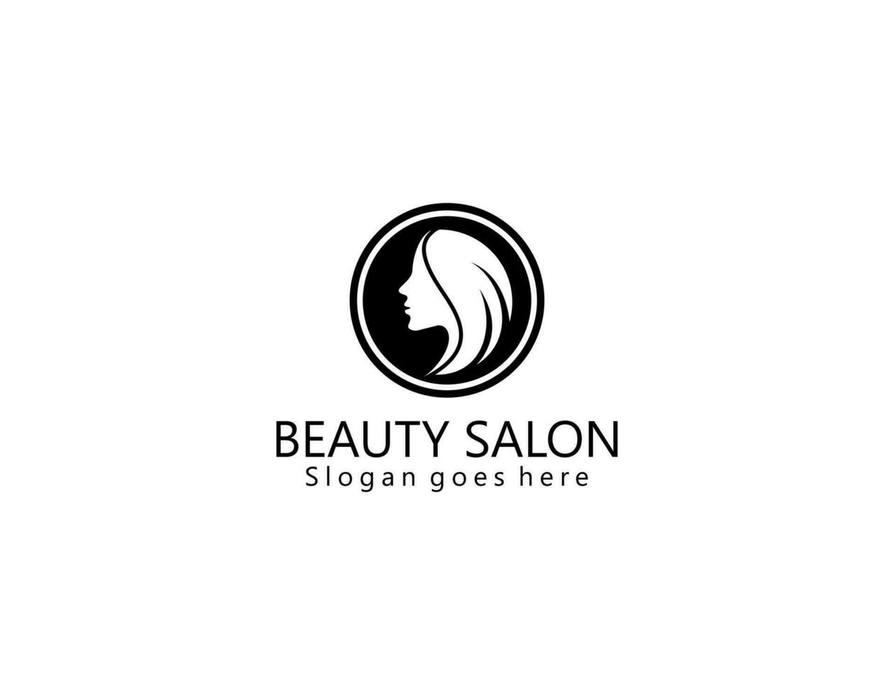 diseño de logotipo de mujer de belleza con insignia circular vector