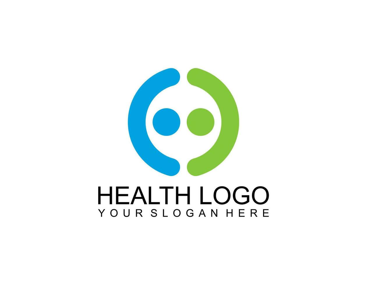 Abstract round symbol with happy human silhouette. Sport, fitness, medical or health care center logo design concept. vector