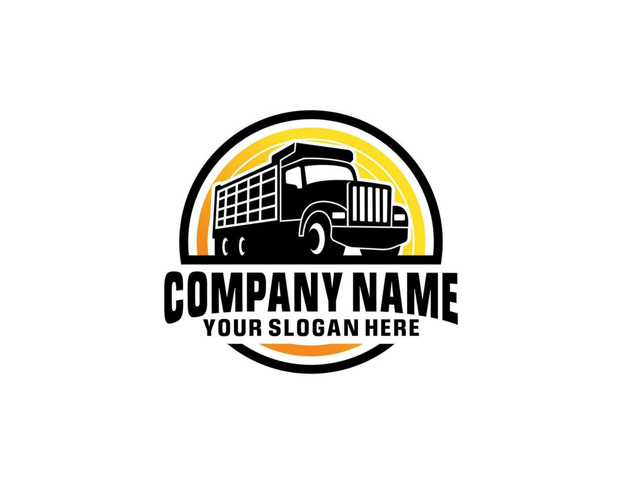 Dump truck company logo template. Ready made logo template set vector isolated