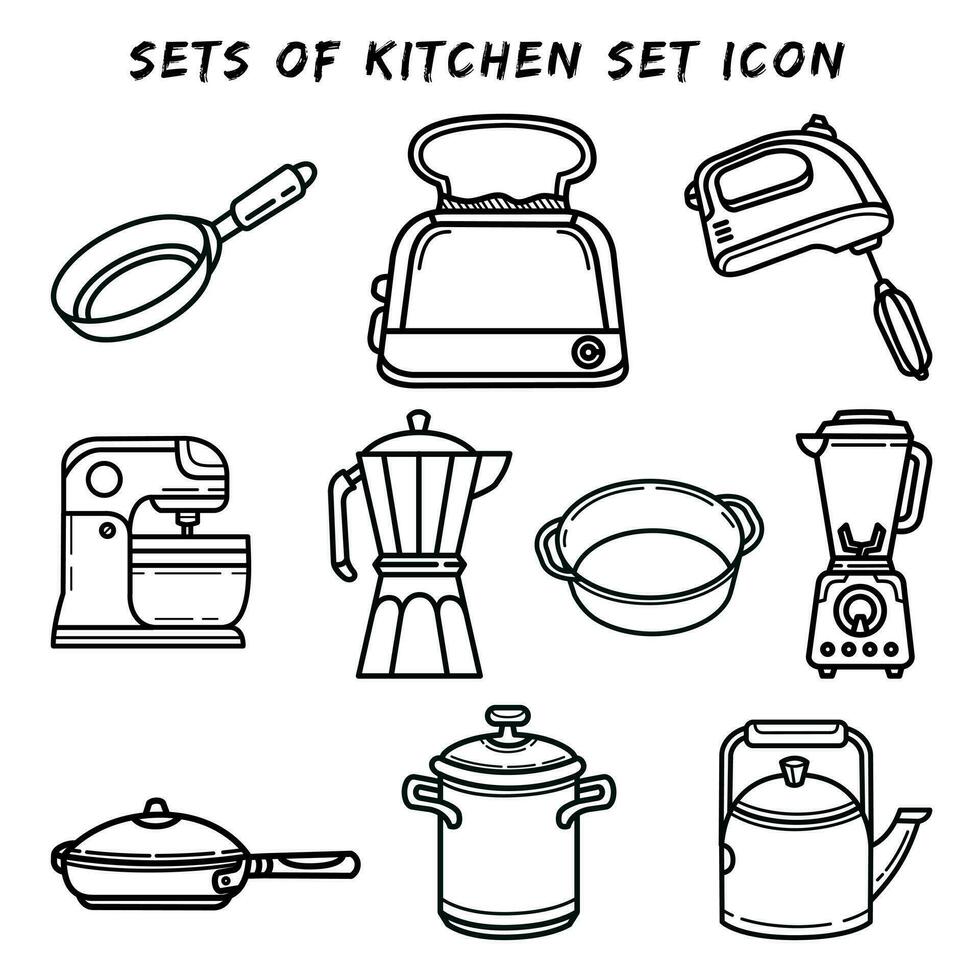 Kitchenware icon vector collection set