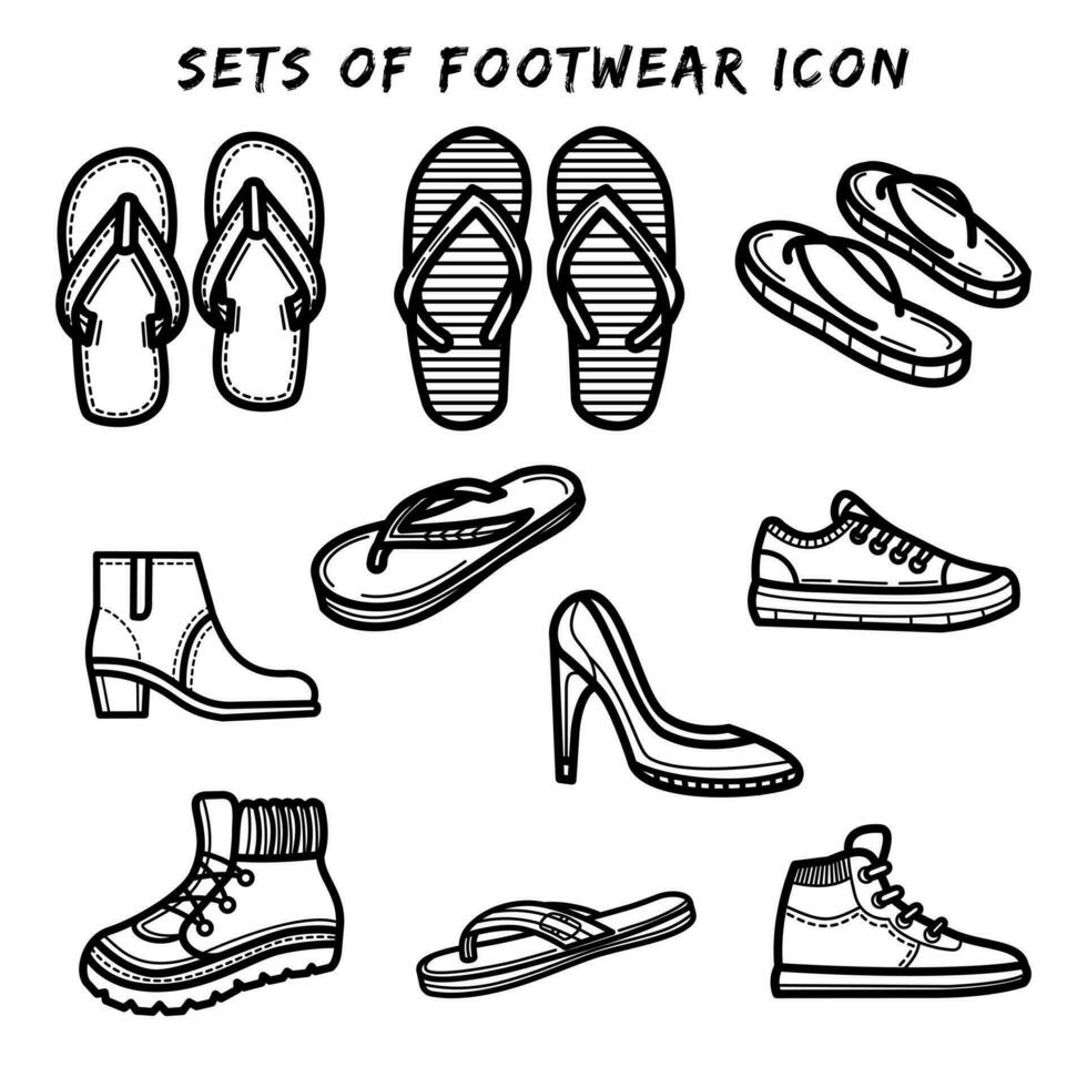 Footwear icon vector collection set