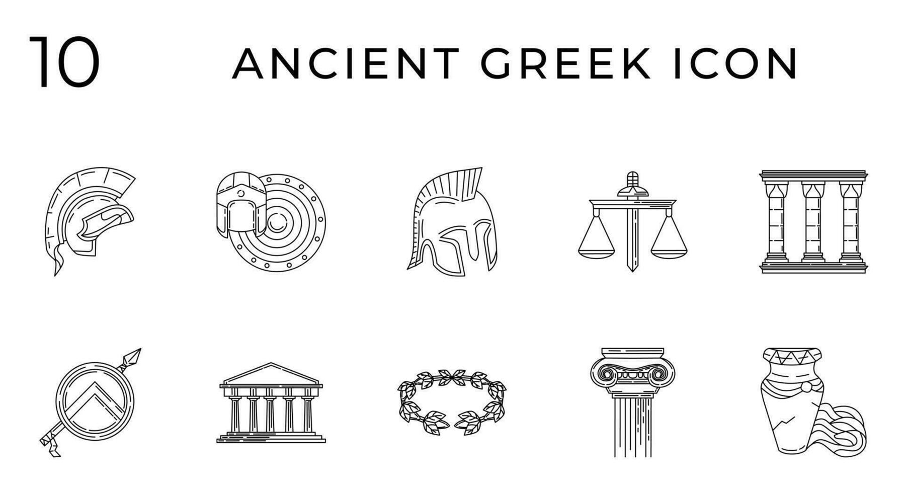 Collection of ancient greek line art icon vector 27514978 Vector Art at