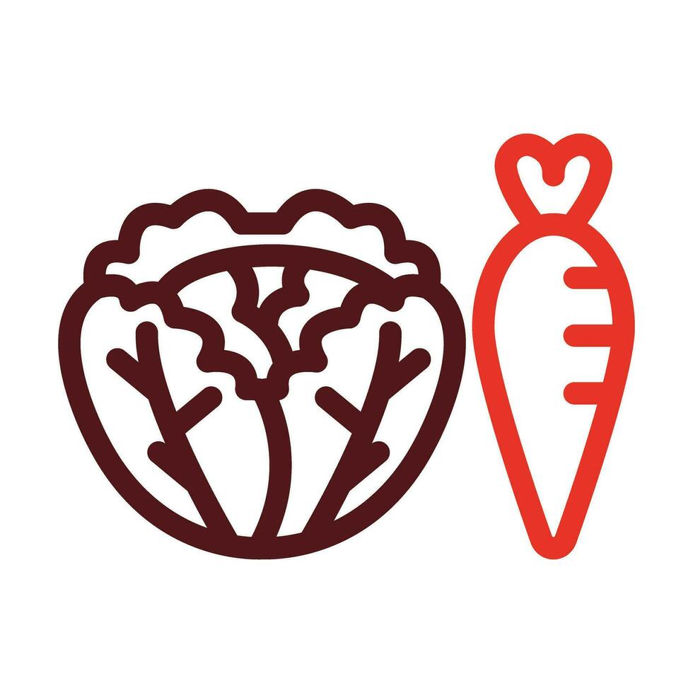 Vegetables Thick Line Two Color Icons For Personal And Commercial Use. vector