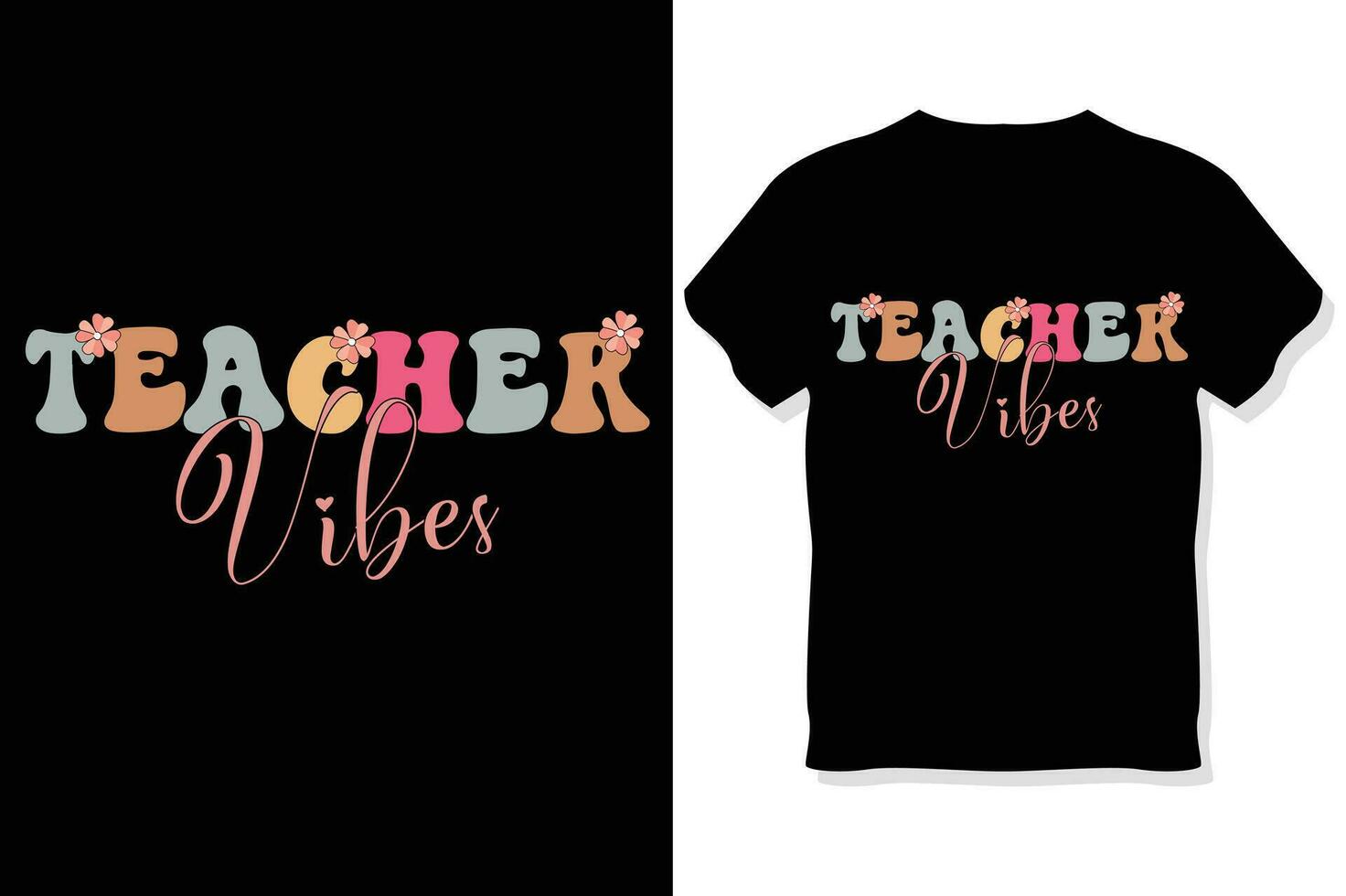 Teacher vibes Retro wavy Teacher t shirt ,Teachers day  t shirt vector