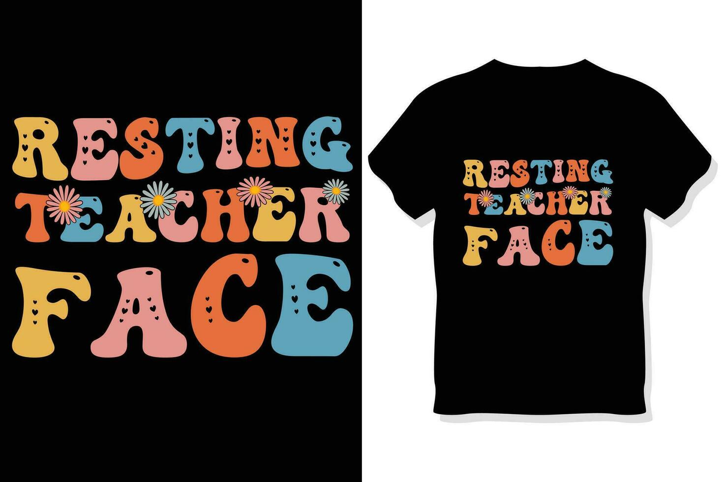 Groovy Retro resting teacher face typography T shirt design vector