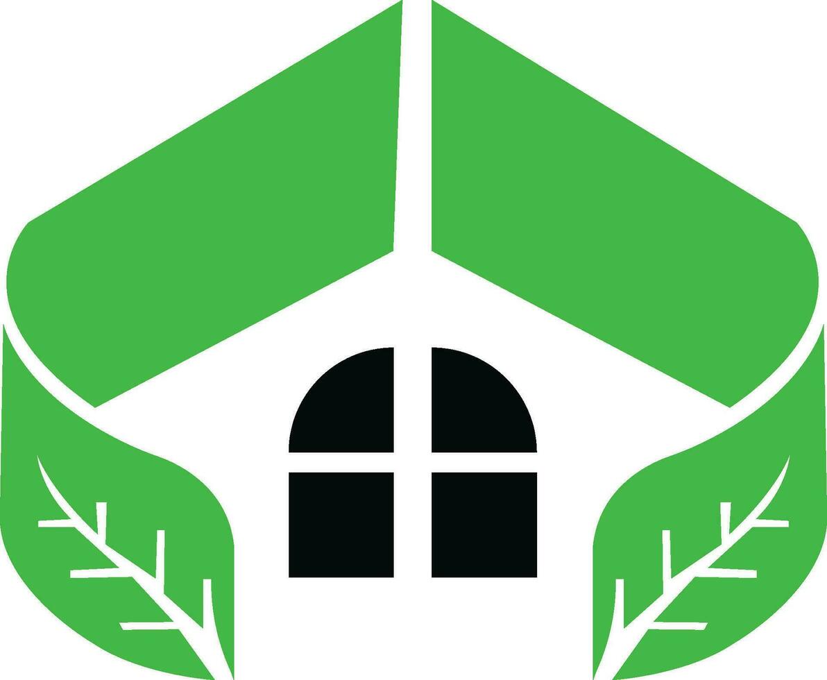 maravilloso hoja casa logo diseño vector