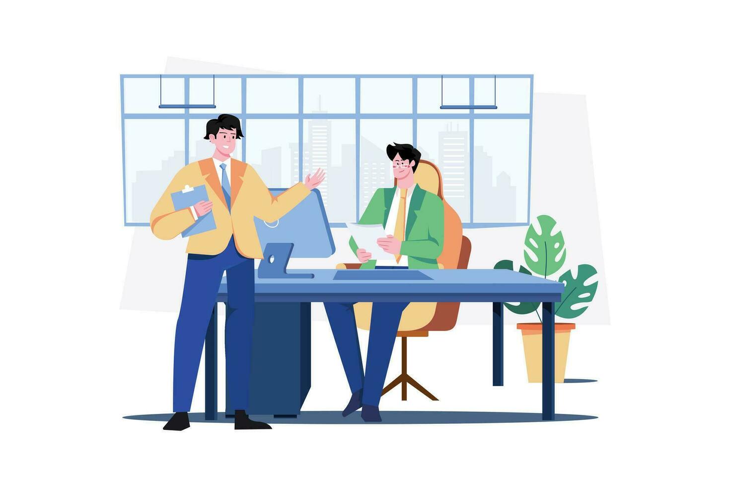 Assistant Manager supporting management tasks. vector