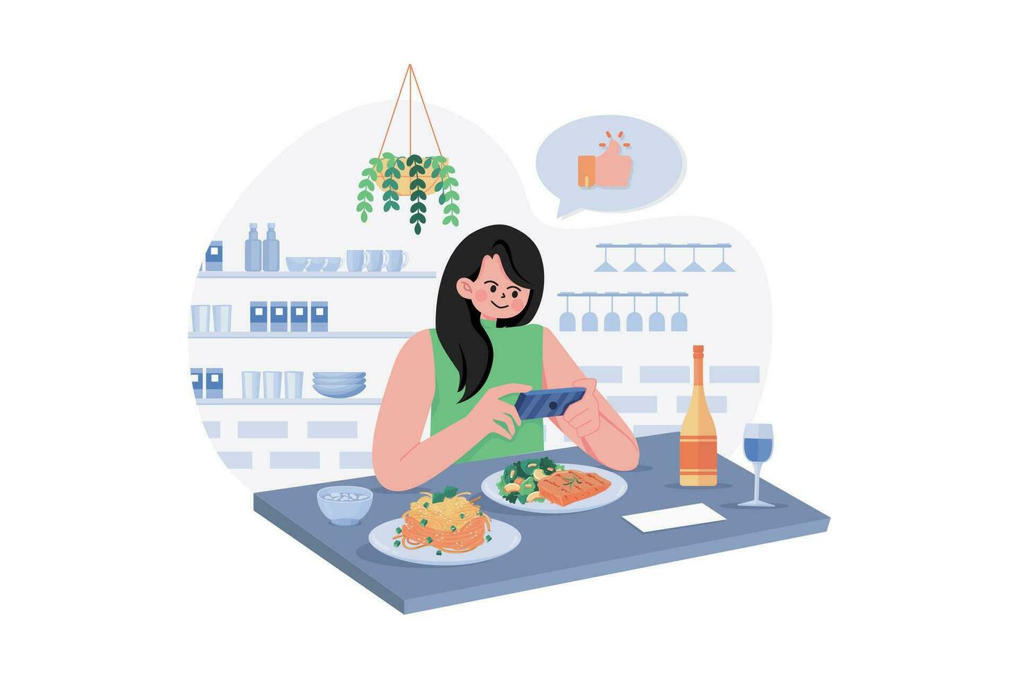 Expert Foodie Trying Food And Makes Review vector