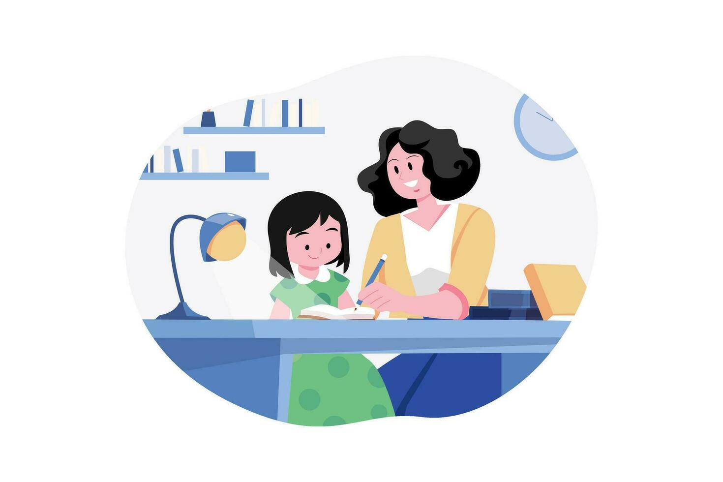 Women tutors teaching at home vector