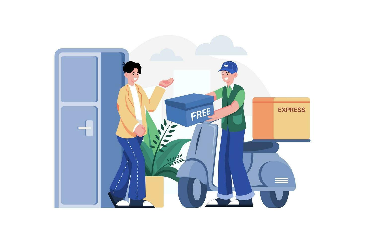 Man getting free product delivery vector