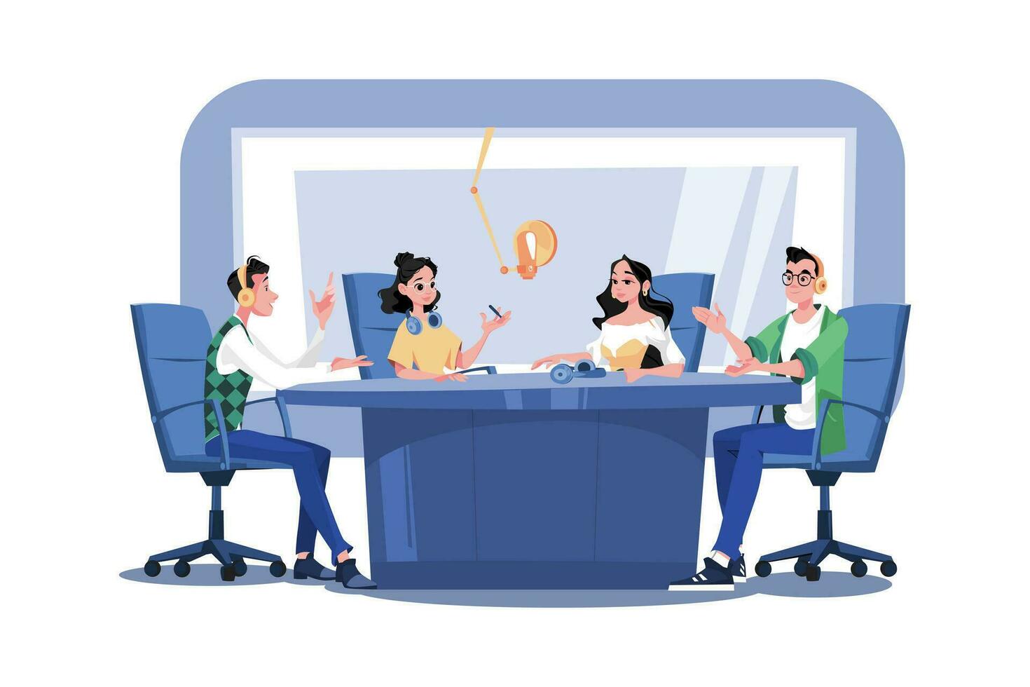 People Recording Conference Podcast vector