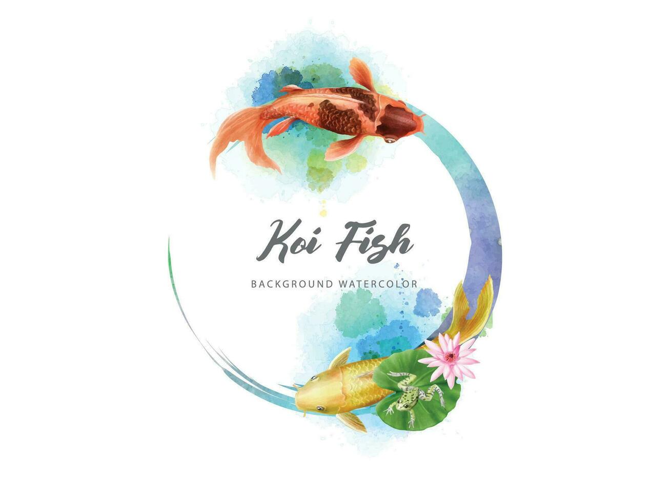 beautiful koi fish watercolor background vector