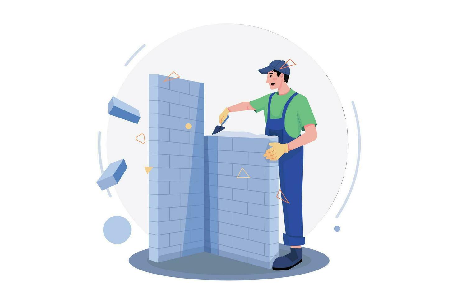 trabajadores de la construcción construyendo el muro vector
