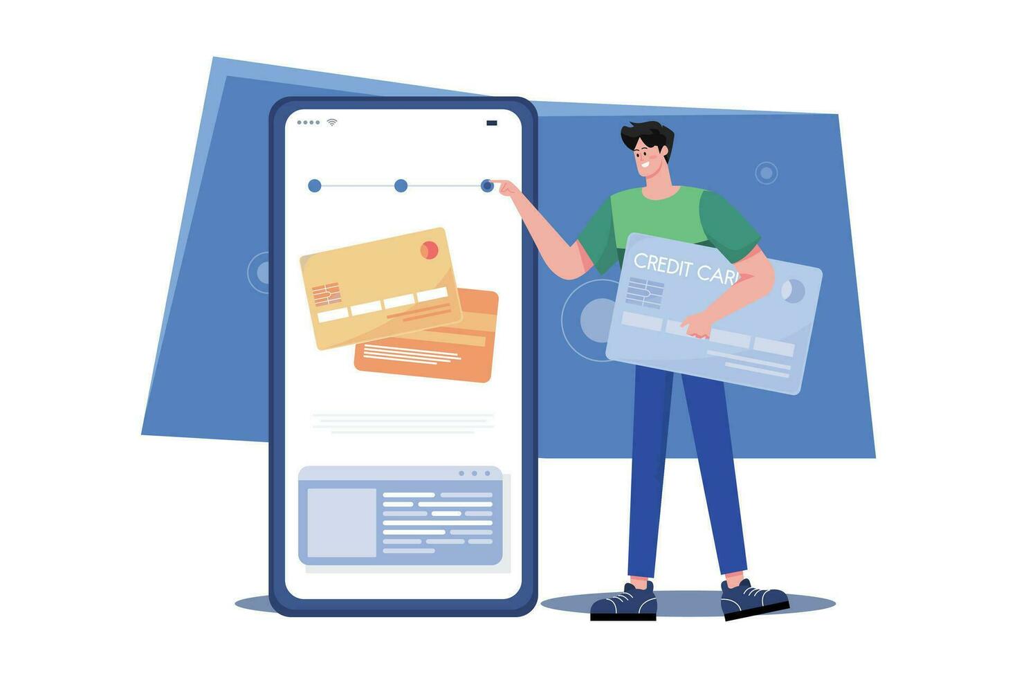 Man Holding Credit Card Illustration concept. A flat illustration isolated on white background vector