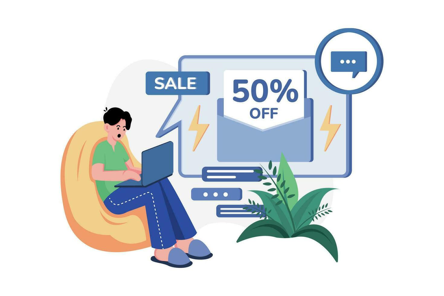 Man getting promotional messages vector
