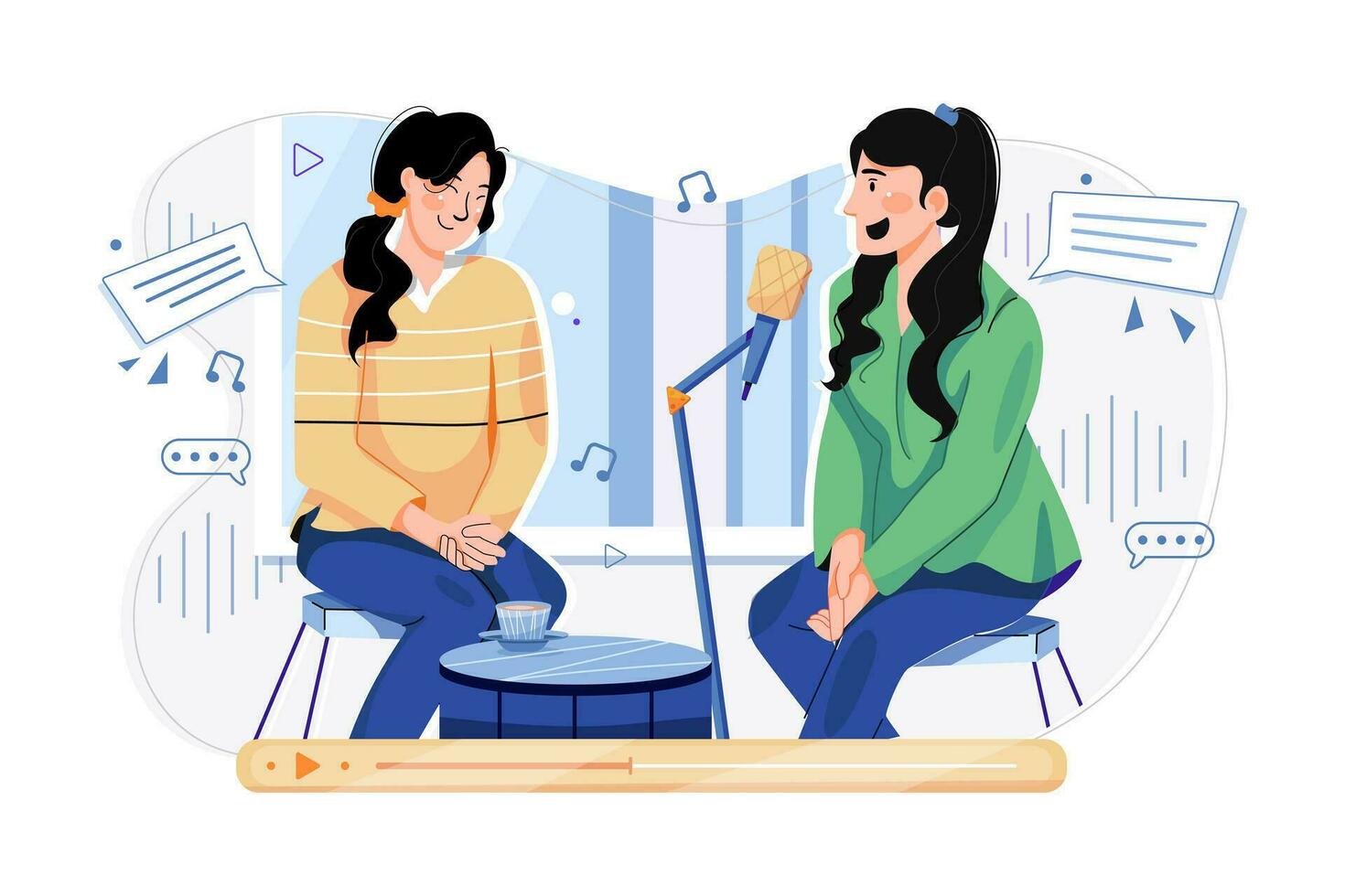 Podcast Interview Illustration concept vector