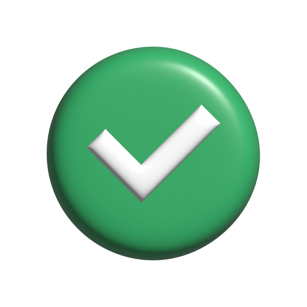 cheque marca botón 3d icono png transparente
