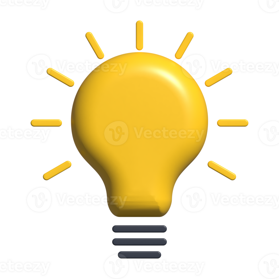ligero bulbo 3d icono png transparente. innovación ideas símbolo