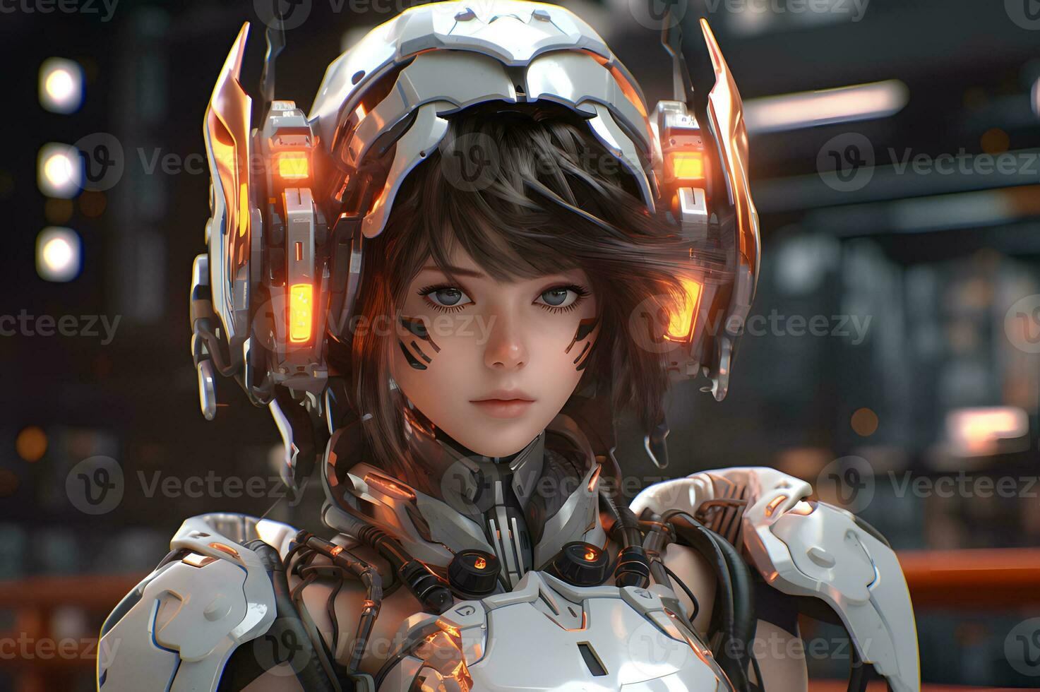 3d render of Mecha robot anime girl photo