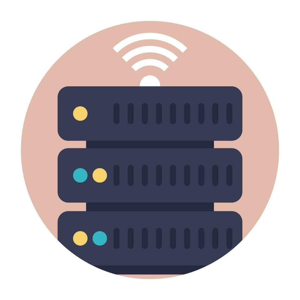 Cloud computing linked to server, server backup vector