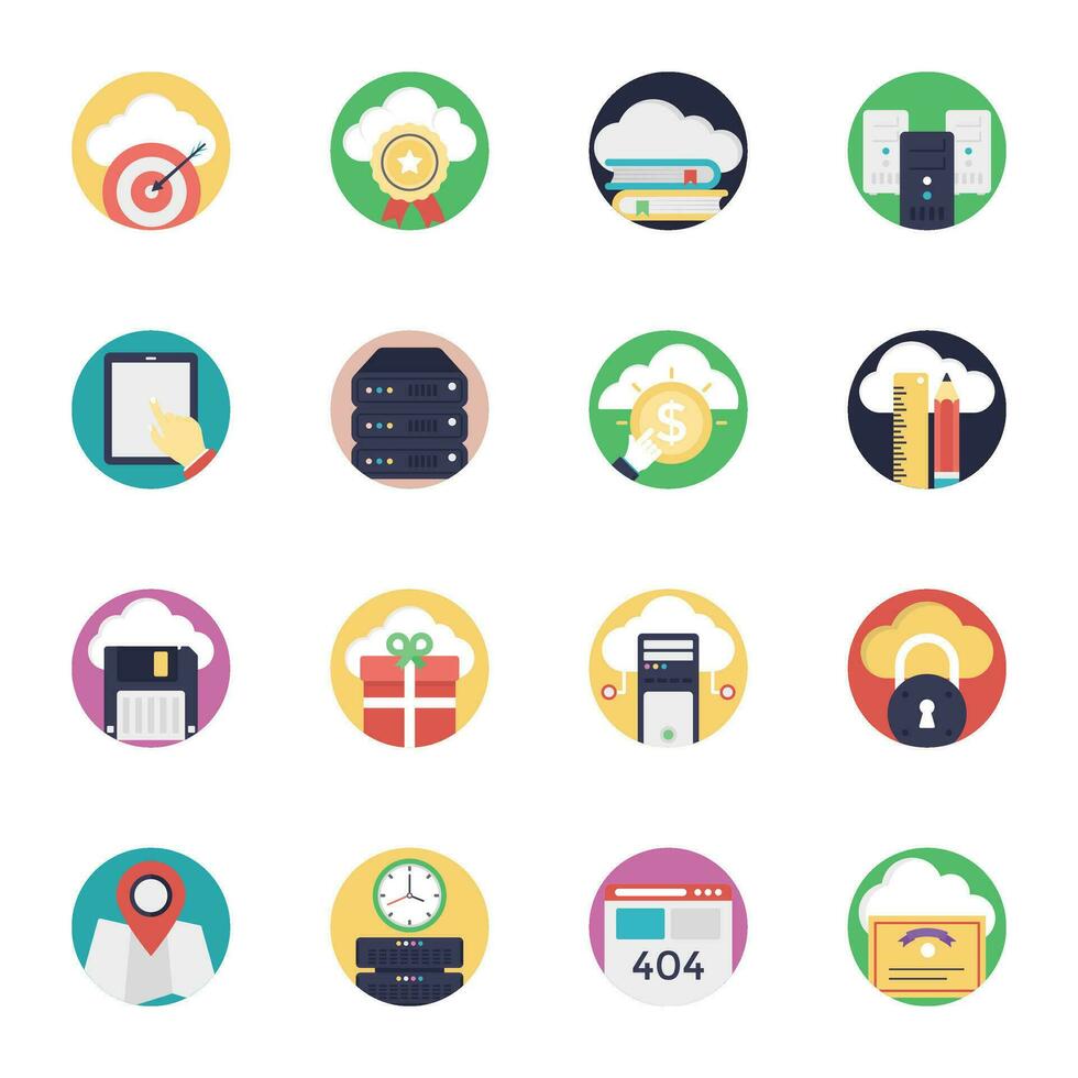 Database and Cloud Technology Icons vector