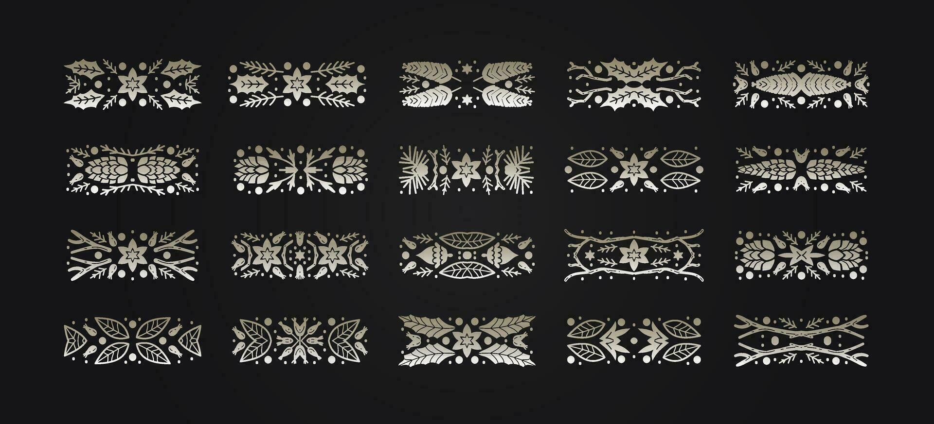 Luxury Christmas rectangular shapes set, abstract sketch winter design templates vector
