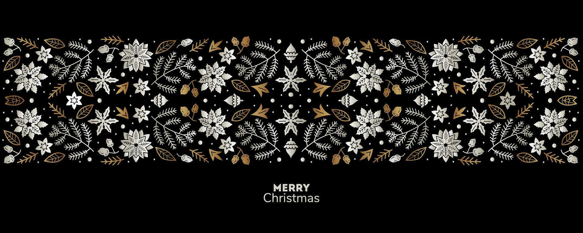 Merry Christmas and Happy New Year luxury festive design with border. vector