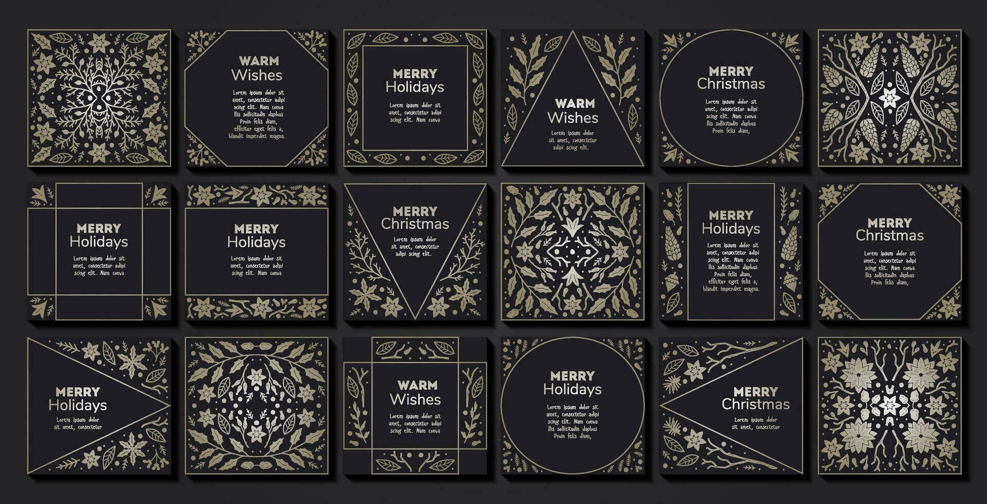 Vector set of luxury floral patterns, invitation cards, banners. Merry Christmas