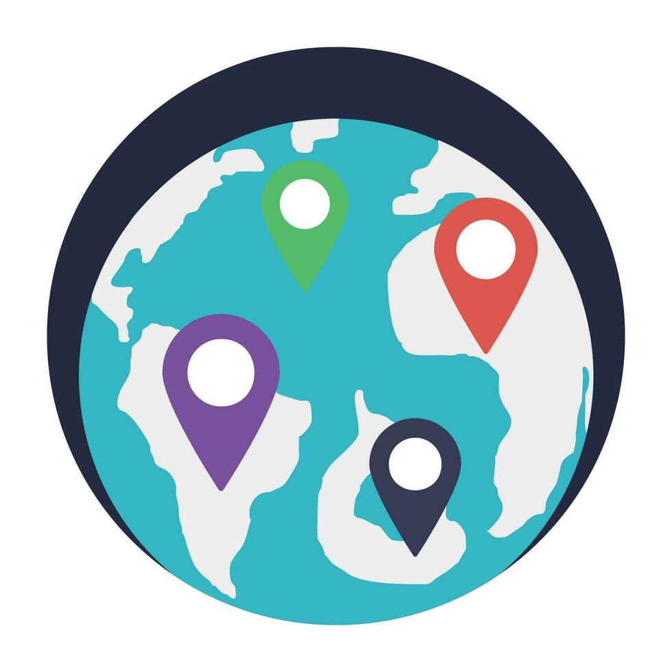 A computer screen with earth map presenting concept of gps website vector