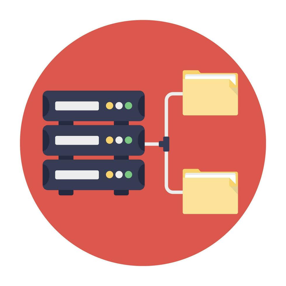 Cloud computing linked to server, server backup vector