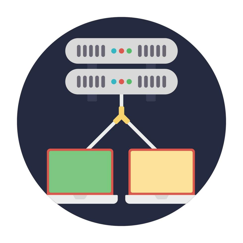 Cloud computing linked to server, server backup vector