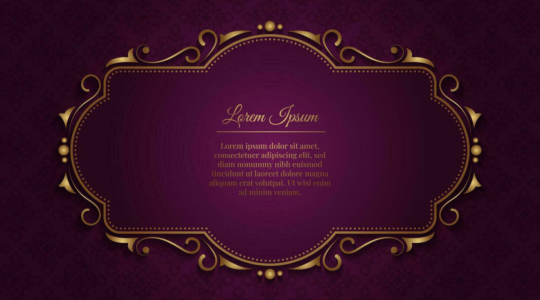gold ornamental elegant frame, with pattern background vector