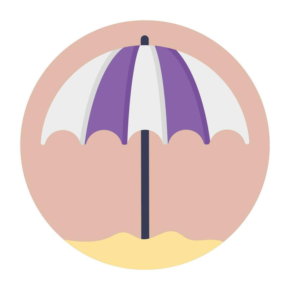 Sunshade on sandy beach, beach umbrella vector