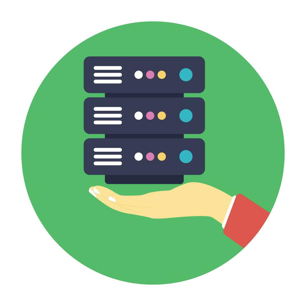 Hosting servers placed in a place, data center concept vector