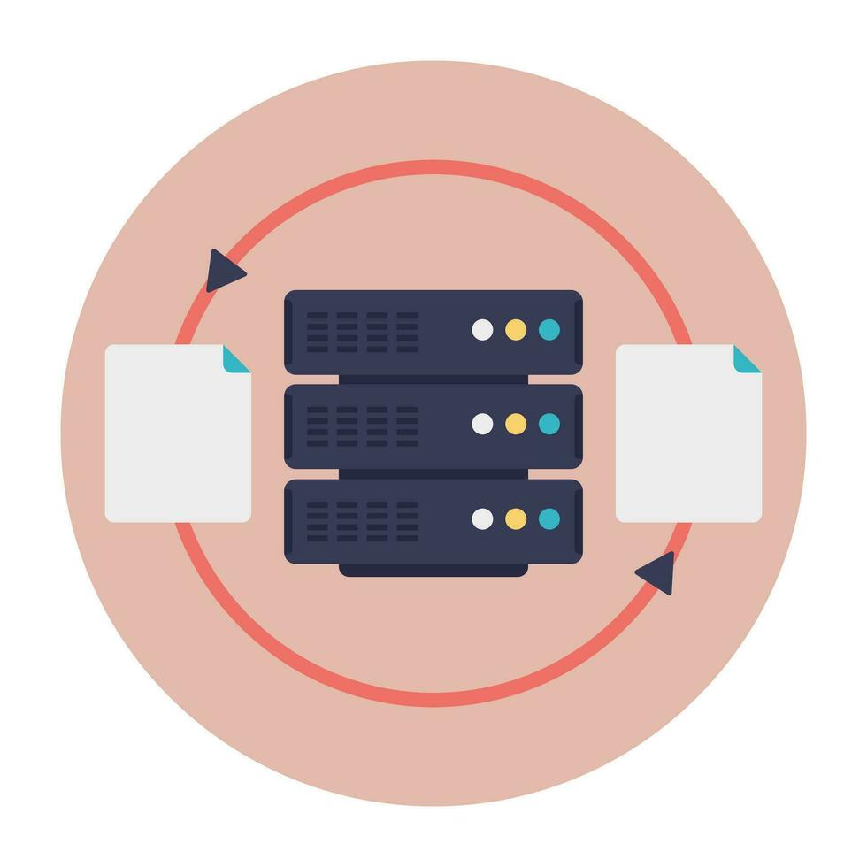 Hosting servers placed in a place, data center concept vector