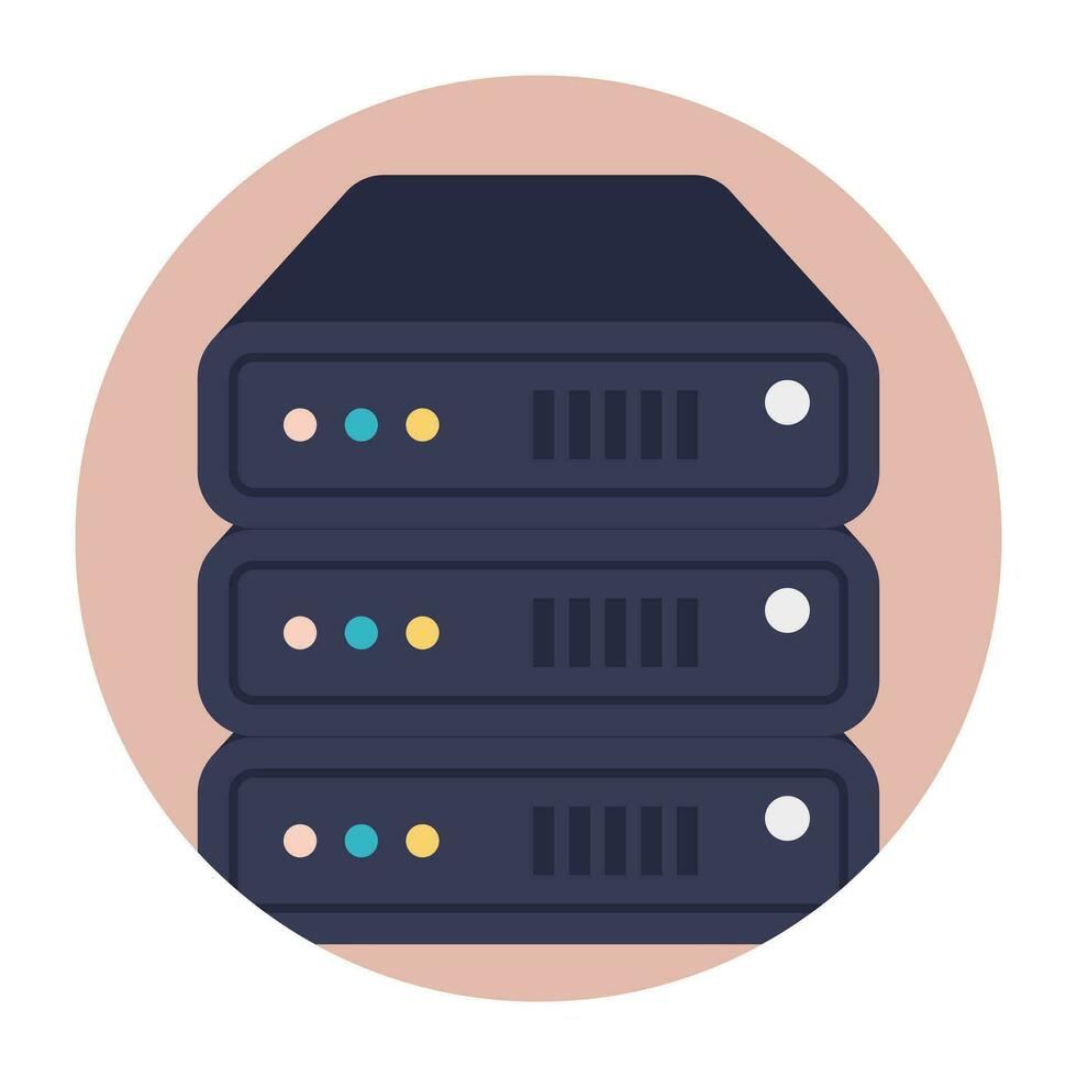 Hosting servers placed in a place, data center concept vector