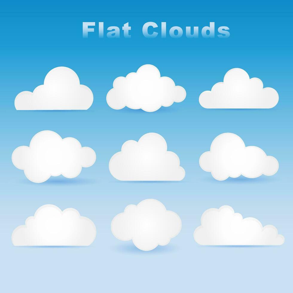 Set of cartoon cloud in a flat design vector