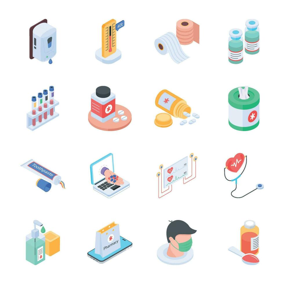 Health Accessories Isometric Icon vector