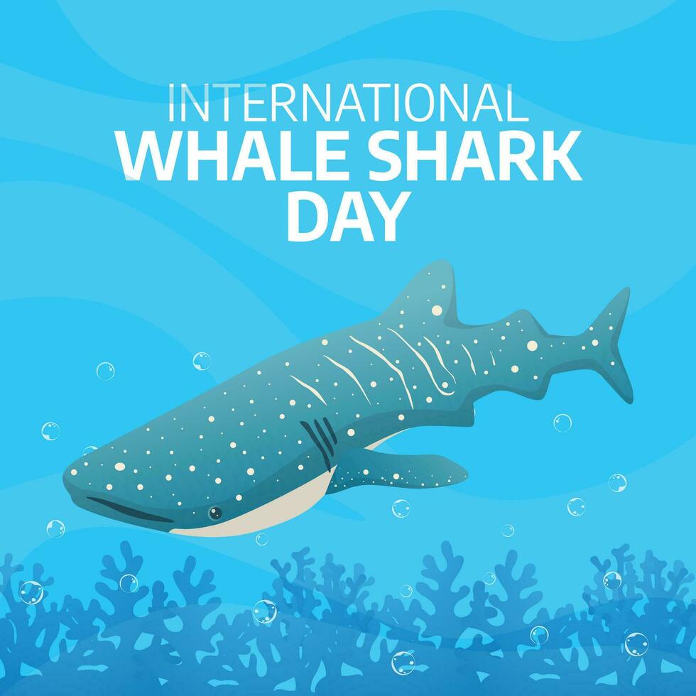 internacional ballena tiburón día diseño modelo bueno para celebracion. ballena tiburón vector ilustración. plano diseño. bandera modelo. eps 10