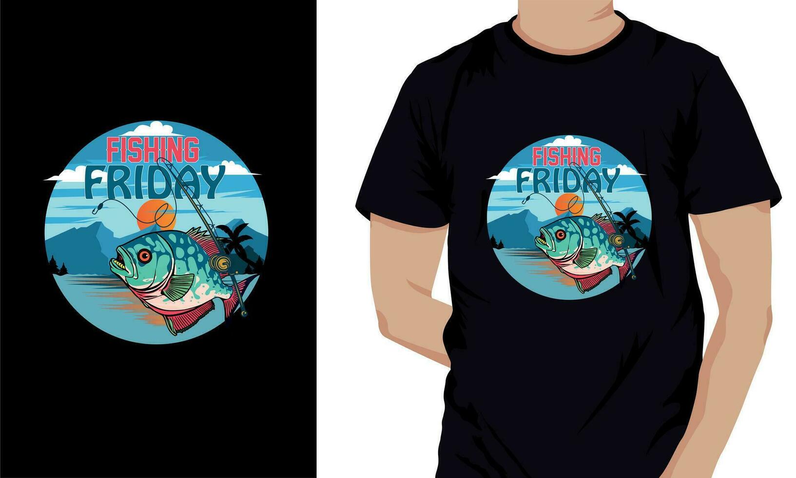 diseño de camiseta de pesca vector