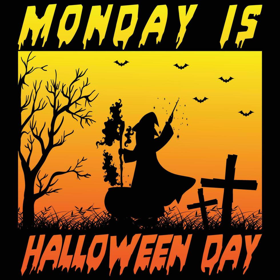 Monday is halloween day vector