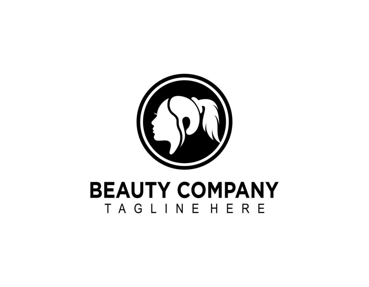 Beauty woman fashion logo. Golden Abstract vector template linear style on a black background