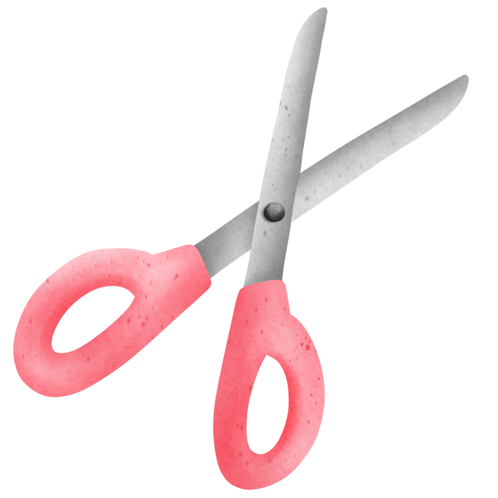 Isolated cute pink pastel scissor cutter in transparent background png