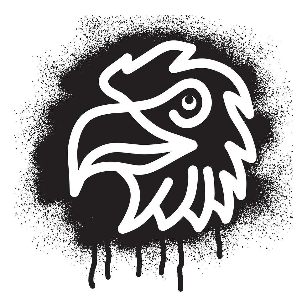 Eagle head stencil graffiti with black spray paint vector