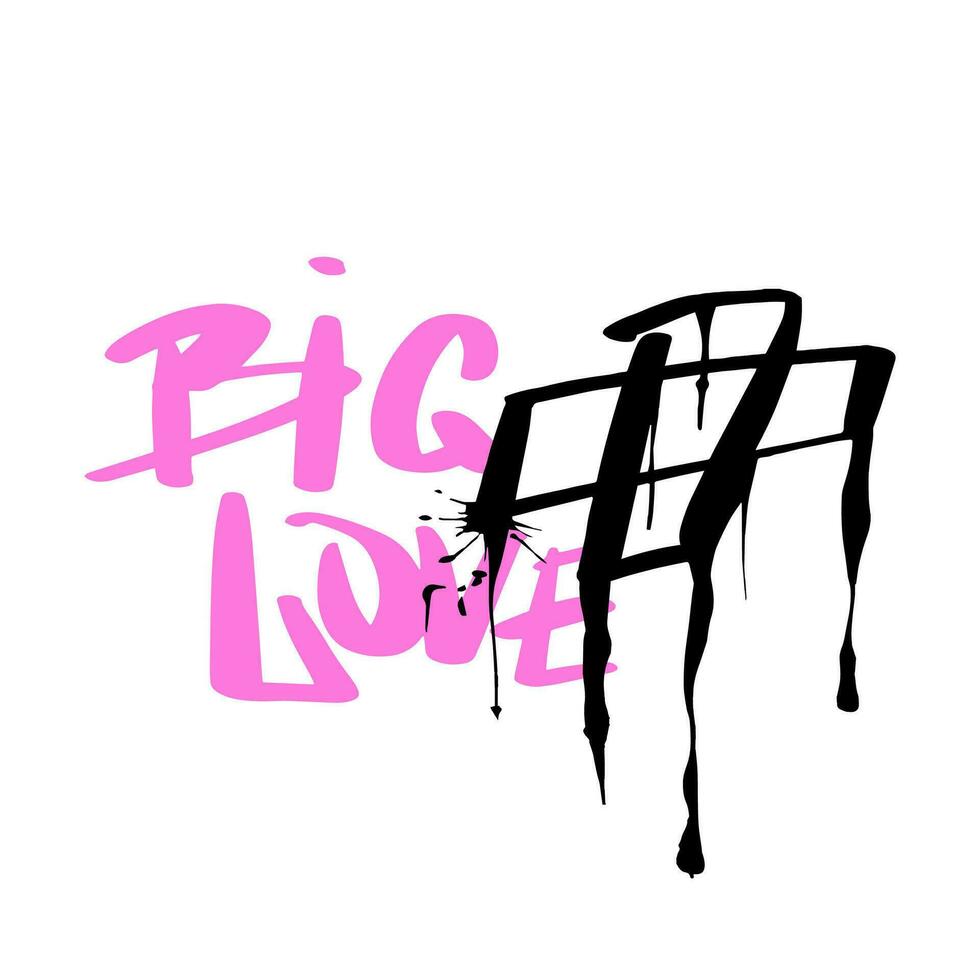 Modern graffiti with the inscription Big Love. Marker or aerosol. Vector illustration for printing on fabric, logo.