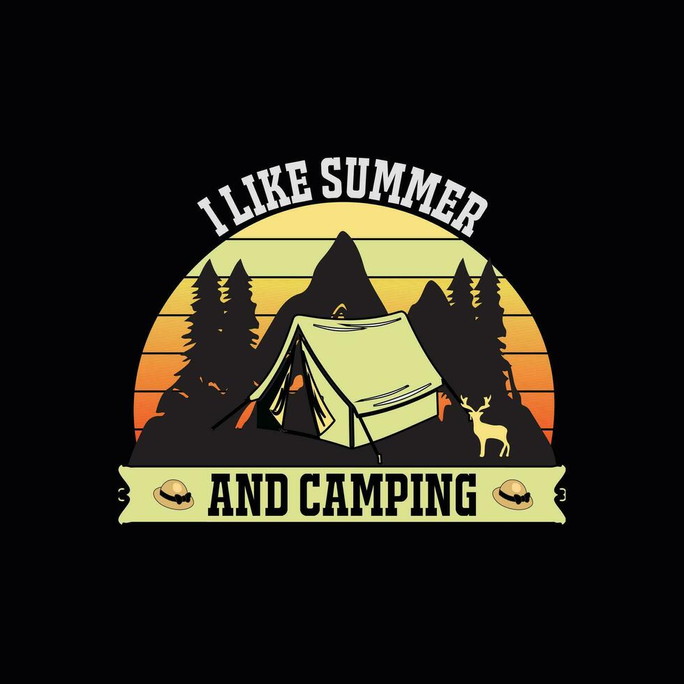 I Like Summer and Camping, Creative summer t-shirt design vector