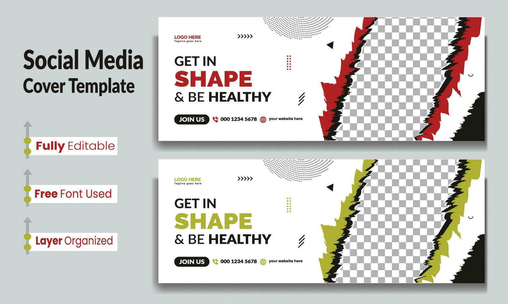 Gym and fitness training cover page banner for social media web creative design template, Creative business marketing web banner or post for gym. vector