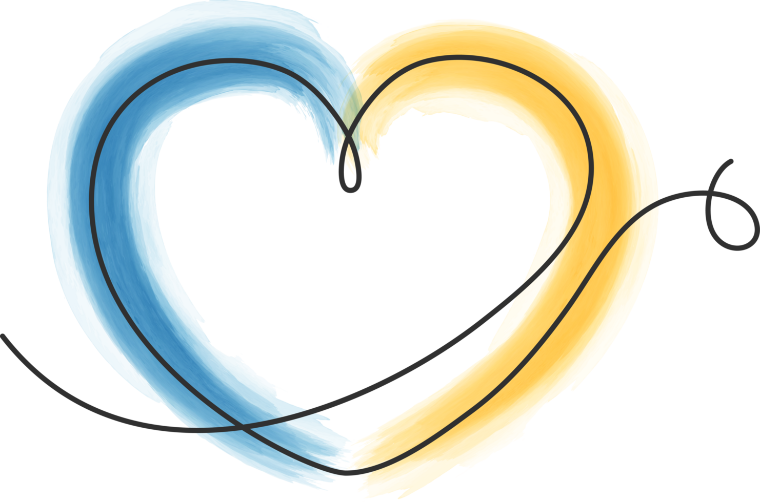 Ukraine flag icon in the shape of heart. Abstract patriotic ukrainian flag with love symbol. Blue and yellow conceptual idea - with Ukraine in his heart png